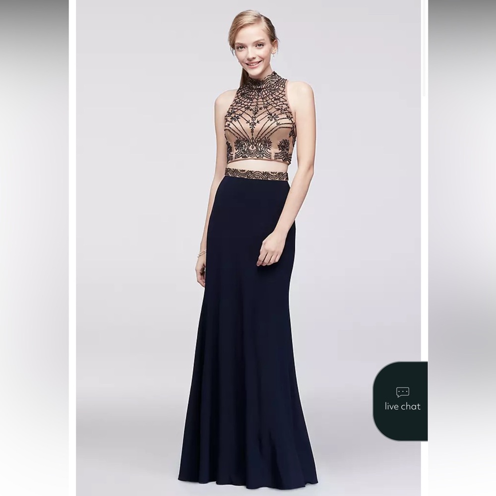 Deco-Beaded Two-Piece Dress Halter top